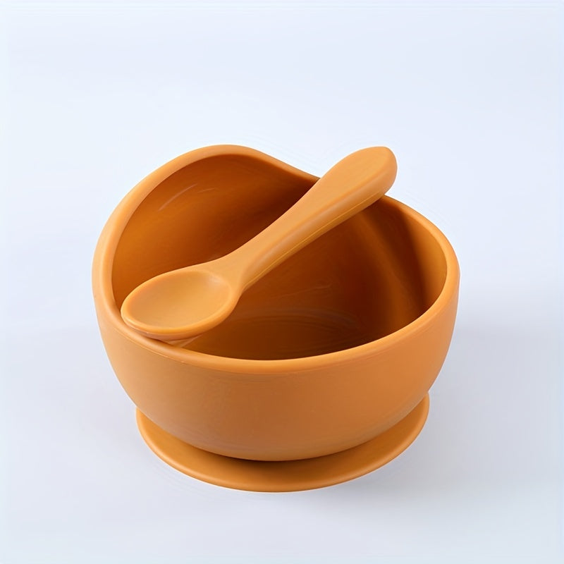 Barnservis i Silikon – Skål med Sugkopp & Sked (2-pack)