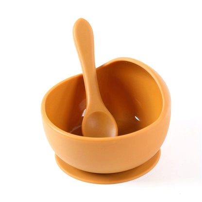 Barnservis i Silikon – Skål med Sugkopp & Sked (2-pack)
